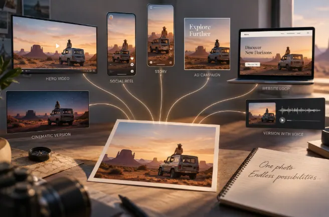 One photo multiple video content formats